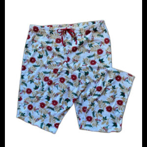 Serra Womens size Large Cream Green Rust Patterened Pajama Bottoms Drawstring